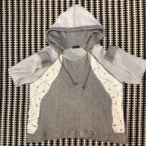Terry cloth and lace hoodie